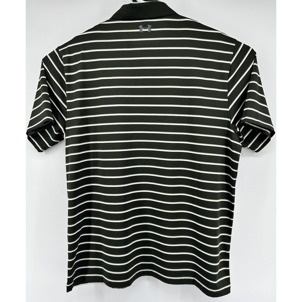 Under Amour Loose Heatgear Short Sleeve Olive Green Striped Polo Men's XL - Picture 4 of 4